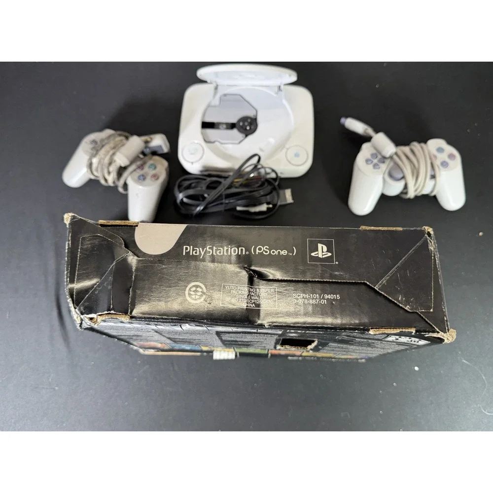 Sony PSone Slim Console Boxed Bundle w/ 2 Controllers & Cords PS1 TESTED
